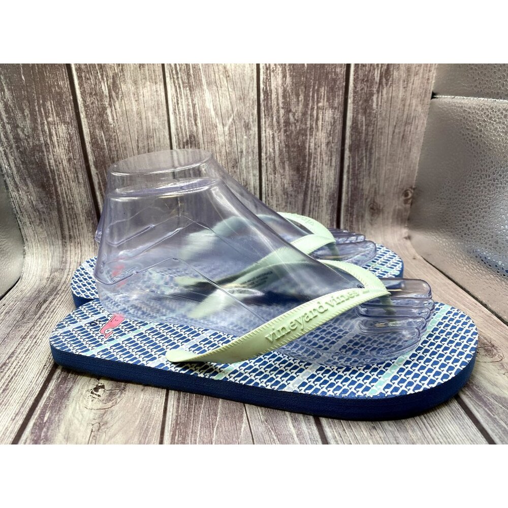 Vineyard Vines Light Blue Whale Flip Flop Sandals Women Size 10